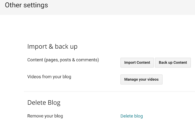 Other settings in BlogSpot