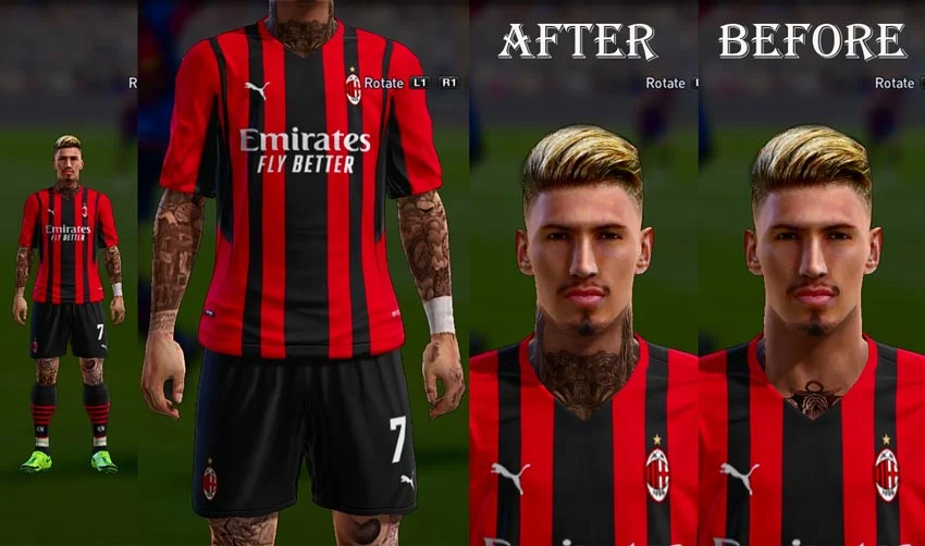 Samu Castillejo Face + Tattoo For PES 2013