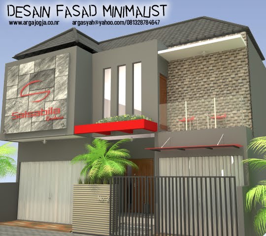 Desain Fasad Minimalist Kos-Kosan dan Ruang Usaha 