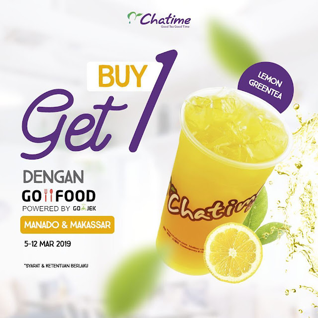 #Chatime - #Promo Buy 1 Get 1 Free Lemon Greentea Area Manado & Makassar (s.d 12 Maret 2019)