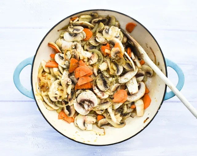 Mushroom Stew Step 4 - Cook Down (the vegetables are cooked until soft)