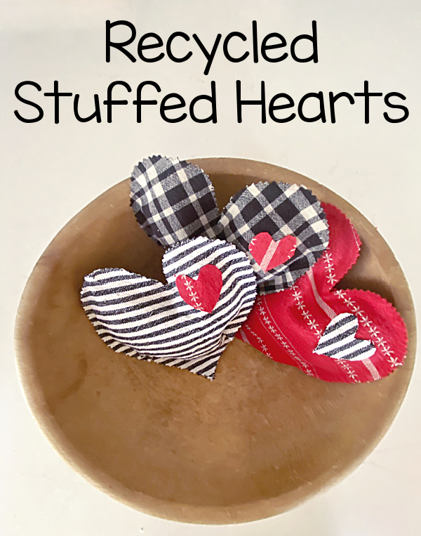 recycled stuffed heart pin with overlay