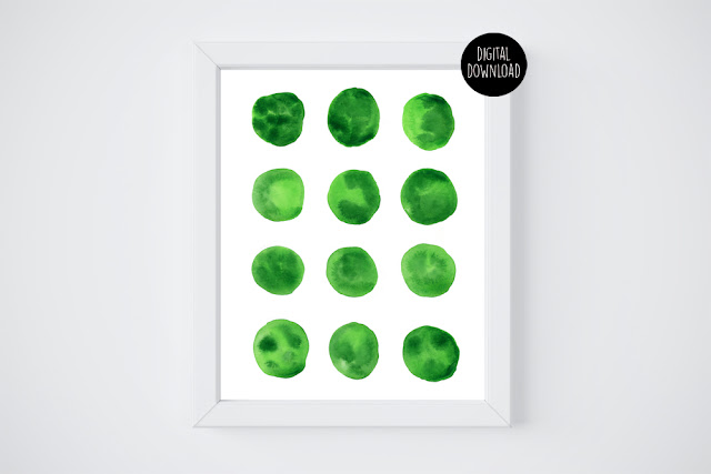 green circles watercolor painting // 8x10 // printable digital download