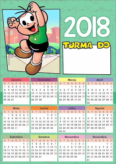 CALENDÁRIO 2018 PARA IMPRIMIR