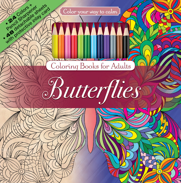  Butterflies Adult Coloring Book With Colored Pencils Cover 