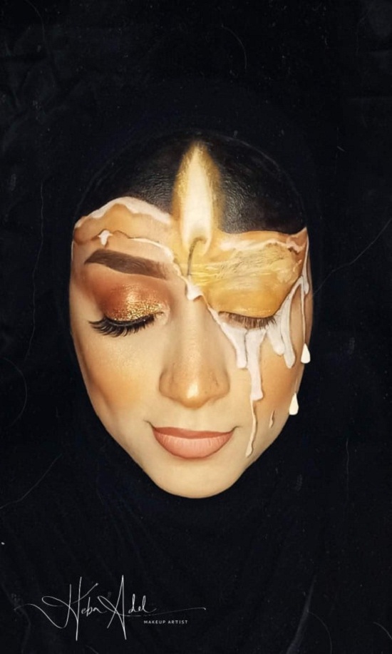 Special Effects ... Heba Adel turns her face into terrifying, cartoonish brush and makeup paintings