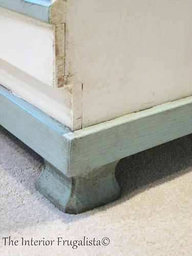 Painted and distressed feet on faux secretary desk