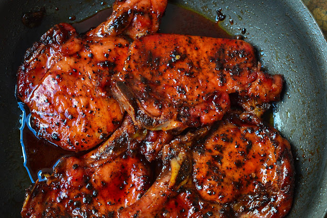Greedy Girl : Sorrel glazed smoked pork chops