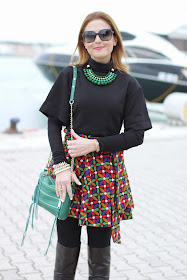 letthemstare.com, Let them stare bow skirt, over the knee boots, Rebecca Minkoff zipper bag, Fashion and Cookies, fashion blogger