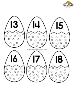 Gallina PREESCOLAR huevos con números del 1 al 30 para imprimir