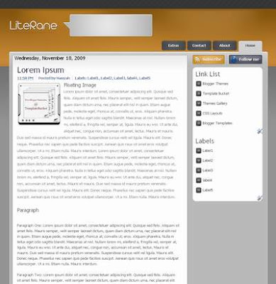 Literane Blogger Template 2 Columns, Fixed Width, White, Rounded Corners, Brown, Fresh, Wordpress Adaptation