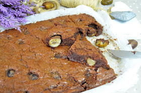 brownie, brownie de chocolate, brownie de chocolate con castañas asadas, brownie receta, brownie chocolate, brownie receta original, brownie casero, brownie fácil, las delicias de mayte,