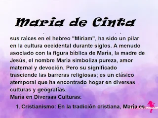 ▷ Significado del nombre Maria de Cinta