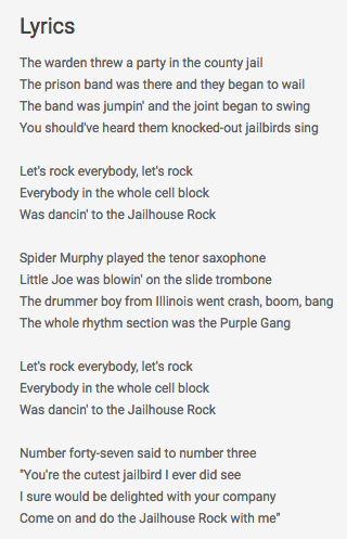 Free To Find Truth 47 147 Elvis Presley S Jailhouse Rock Lyrics Number 47 Said To Number 3