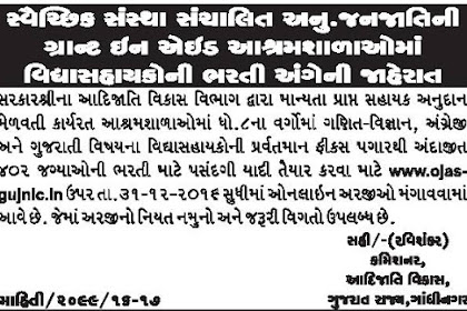 Vidyasahayak Bharti : Ashram Shala Recruitment for 402 Posts 2016 