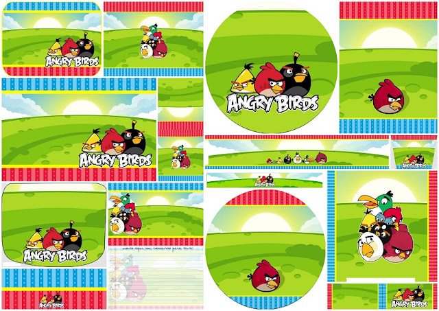 Angry Birds: Invitaciones y Etiquetas para Candy Buffet para Imprimir Gratis.