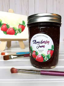 Custom Watercolor Strawberry canning labels