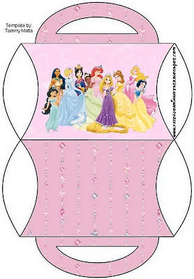 Free Printable Pillow Box for Princess Party. 