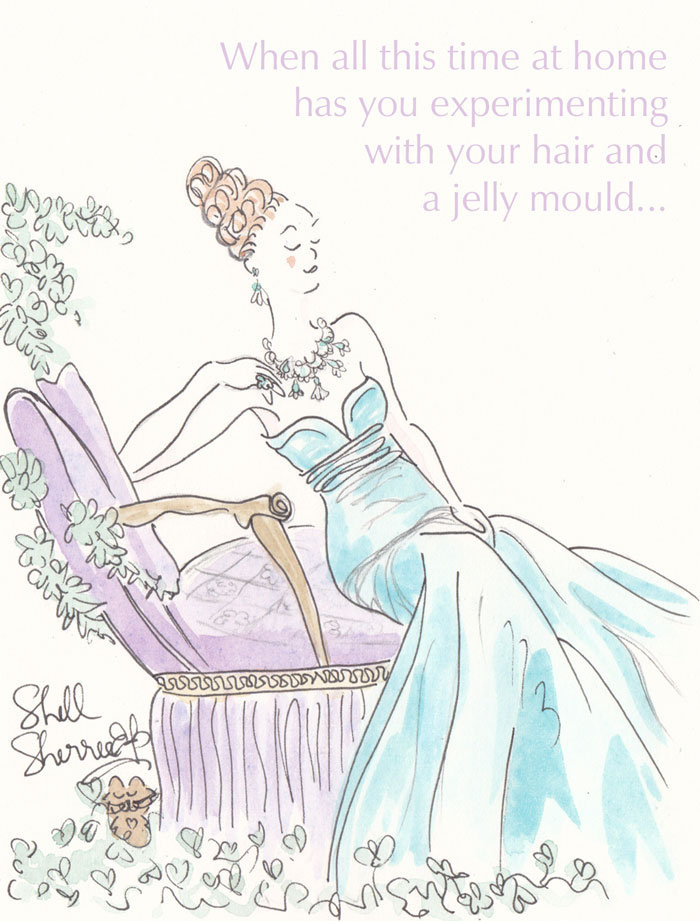 Fashion in the Woods aqua purple art illustration © Shell Sherree all rights reserved