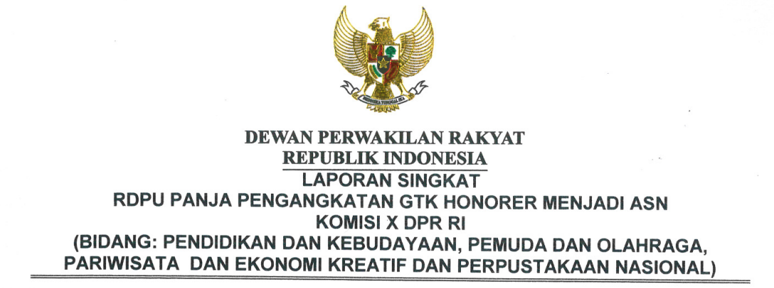 Resume Hasil Sidang Panja Komisi X DPR RI Pengangkatan GTK Honorer Menjadi ASN