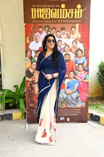 Old Golden Actress Rekha in Blue Saree at Rajavamsam Movie Audio Launch