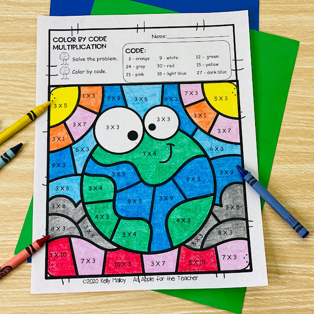 Earth Day Color by Number Multiplication