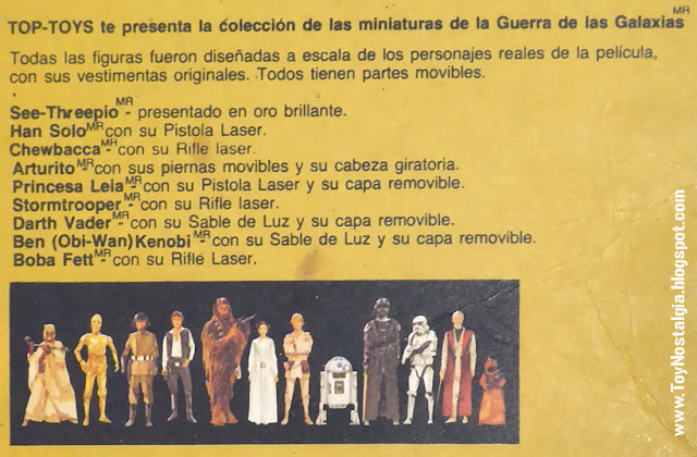 TOP TOYS back card detalle de personajes - El Regreso del Jedi - Argentina