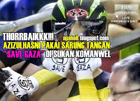 Azizulhasni Pakai Sarung Tangan ' SAVE GAZA' di Sukan Komanwel