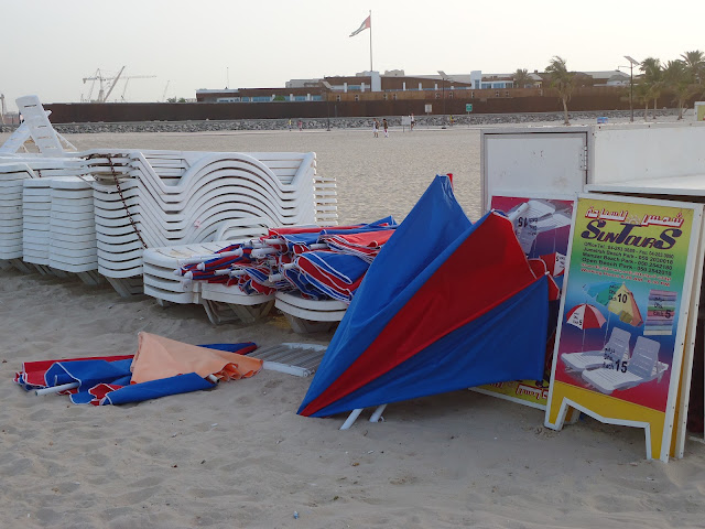 loungers and umbrellas for rent at Jumeirah Open Beach