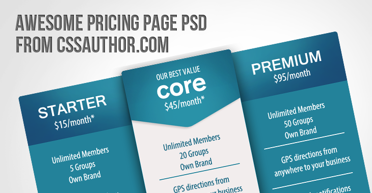 Pricing Page PSD