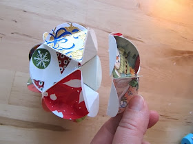 recycled folded Christmas card ornament