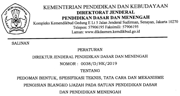 Jadwal tentatif dan Juknis Penulisan Ijazah SD/MI Tahun 