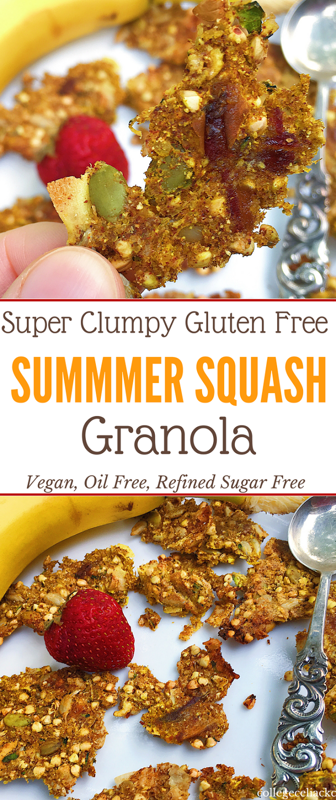 Super Clumpy Gluten Free Summer Squash Granola (Oil Free, Refined Sugar Free)