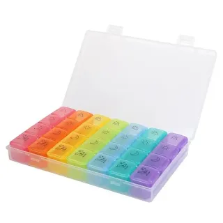 Weekly Pill Organizer Case Portable Color Coded Container Medicine Holder hown - store