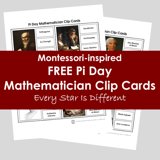 Pi Day Mathematicians Clip Cards