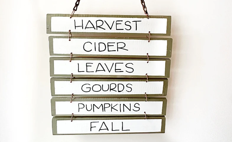 harvest sign with vegetable names