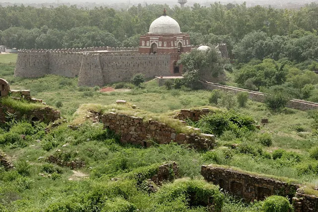 Ghiyas-ud-din Tughlaq's tomb as seen from Tughlaqabad