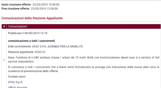 Situazione Trasporto Pubblico Roma mercoledì 15 maggio