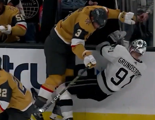 Brayden McNabb crushes Carl Grundstrom, Golden Knights vs. Kings, 10/11/2022