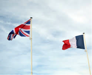 Stock photo of the Union Jack and the French flag.