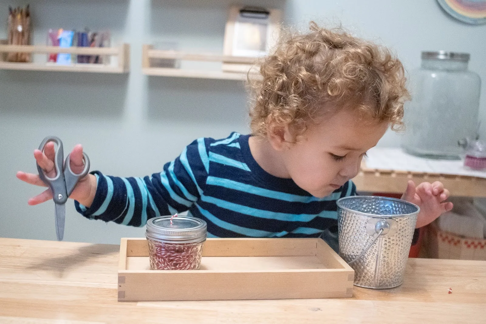 An easy Montessori inspired snipping work for toddlers.