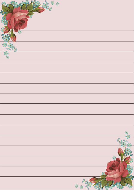 Shabby Chic Roses Notebook Pages - free printable