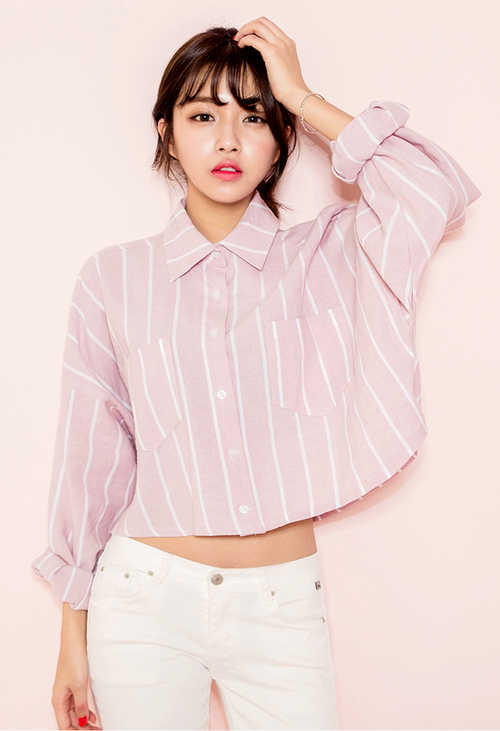  Cropped Button-Down Shirt