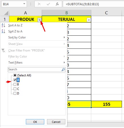 Rumus SUBTOTAL dan Cara Agar Penjumlahan di Excel