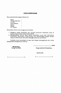 Contoh Format Biodata Diri dan Surat Pernyataan IPDN 2014 