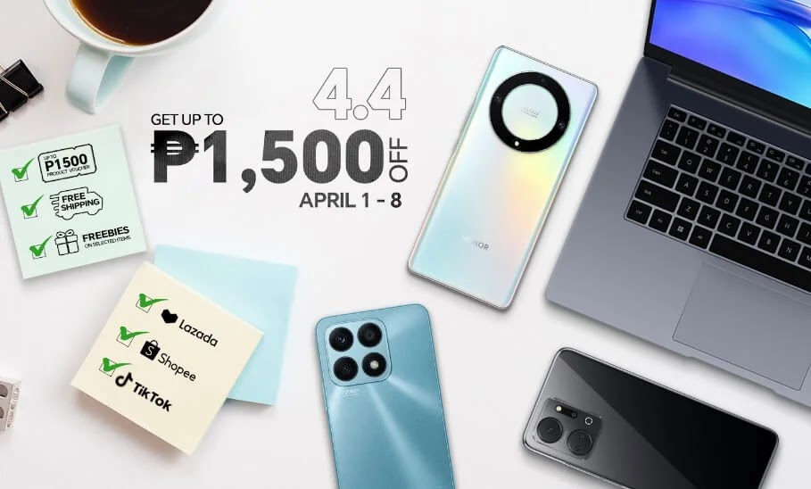 HONOR 4.4 Sale; Up To Php1,500 Discounts on Lazada, Shopee, and TikTok