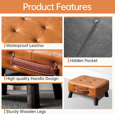 PU Leather Rectangle Small Foot Stool Ottoman