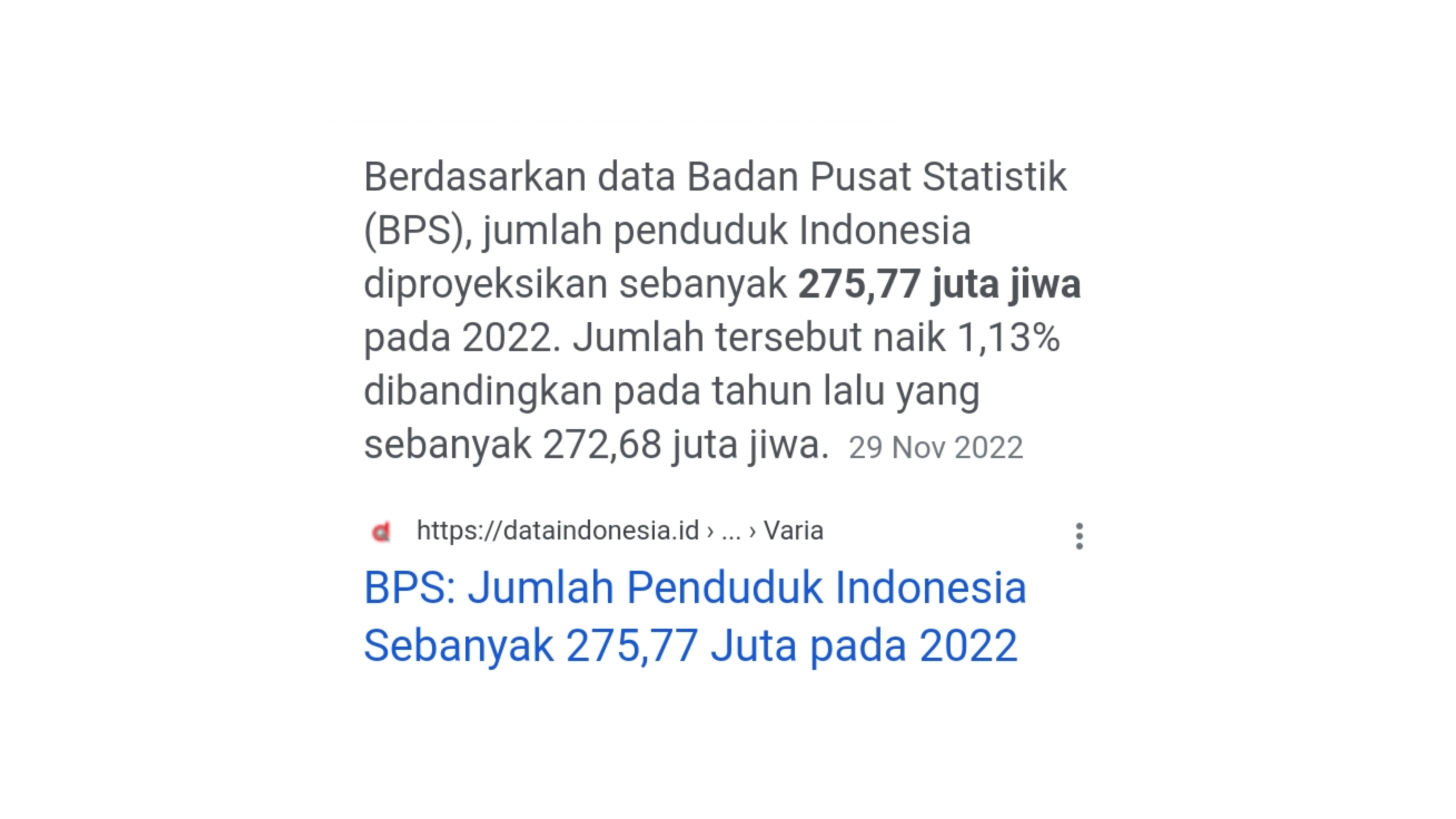 Data Statistik Jumlah Penduduk di Indonesia