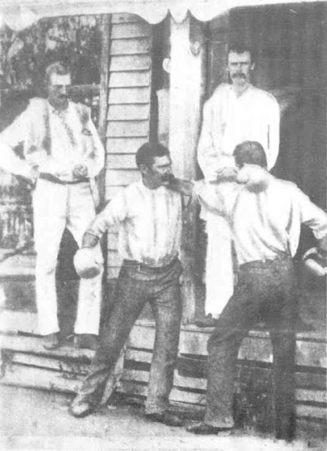 "Breaker" Morant and a Friend Boxing Somewhere Back of Bourke - date unknown