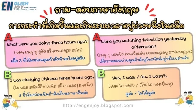 ถาม-ตอบภาษาอังกฤษ การกระทำที่เกิดขึ้นและกินระยะเวลาอยู่ช่วงหนึ่งในอดีต